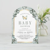Blumengarnitur Butterfly Babydusche Einladung (Stehend Vorderseite)