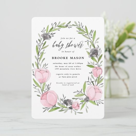 Blumengarnitur Frühjahrsdusche Einladung (Stehend Vorderseite)