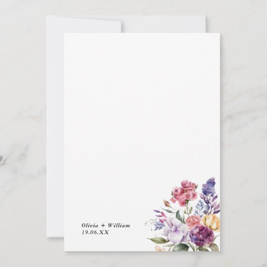 Blumengarnitur für Hochzeiten Einladung (Rückseite)