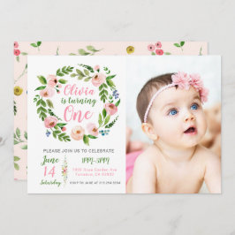 Blumengarten 1. Geburtstag Einladung Girl Foto