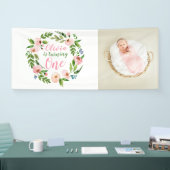 Blumengarten 1. Geburtstag Girl Foto Banner (Messe)