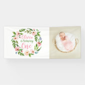 Blumengarten 1. Geburtstag Girl Foto Banner (Horizontal)