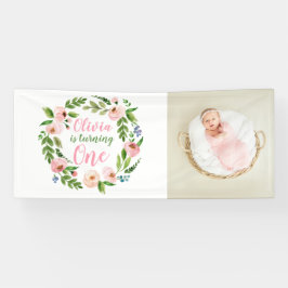 Blumengarten 1. Geburtstag Girl Foto Banner