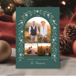 Blumengarten 3 Foto Grüne Weihnachtskarte Feiertagskarte
