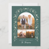 Blumengarten 3 Foto Grüne Weihnachtskarte Feiertagskarte (Vorderseite)
