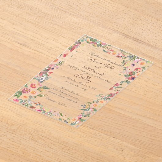 Blumengarten Akronylic Clear Wedding Einladung (Ablage )