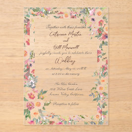 Blumengarten Akronylic Clear Wedding Einladung