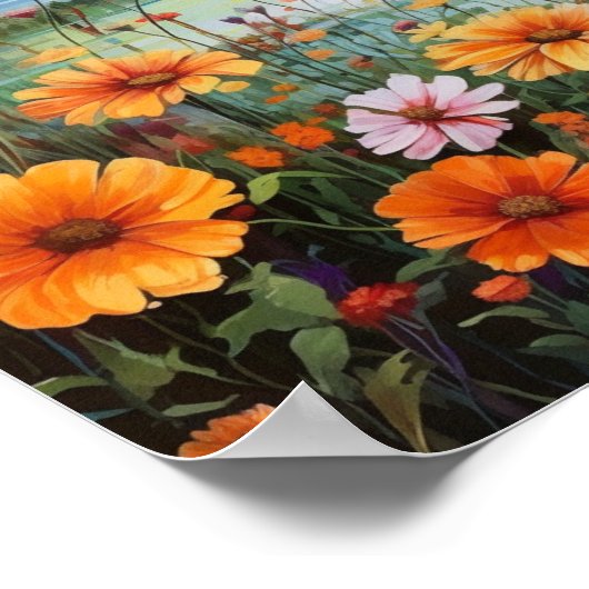 Blumengarten Am Frühlingstag Poster (Ecke)