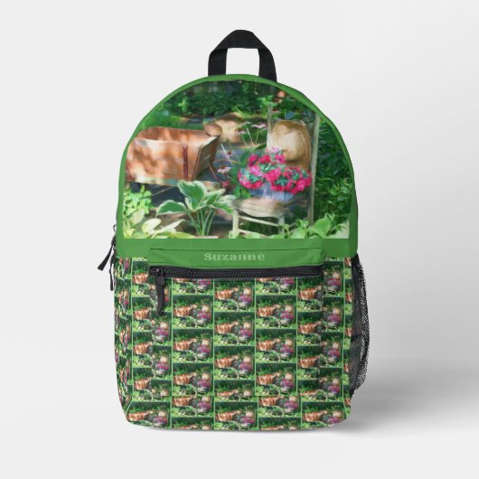 Blumengarten Antiker Stuhl Personalisiert Bedruckter Rucksack (Vorderseite)