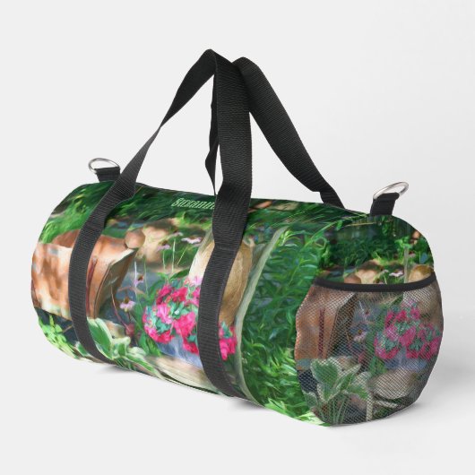 Blumengarten Antiker Stuhl Personalisiert Duffle Bag (Rechte Ecke)