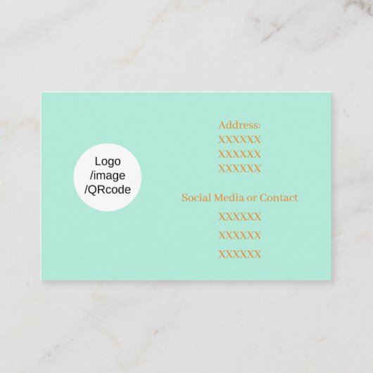 Blumengarten Aqua Horizontal Visitenkarte (Rückseite)