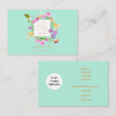 Blumengarten Aqua Horizontal Visitenkarte (Vorne/Hinten)