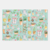 Blumengarten Aquarell Gartenmuster Geschenkpapier Set (Vorderseite)