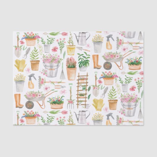 Blumengarten Aquarell Gartenmuster Seidenpapier (Vorderseite)