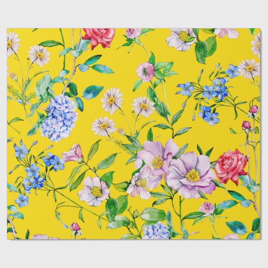 Blumengarten Aquarellmuster Geschenkpapier (Flach)