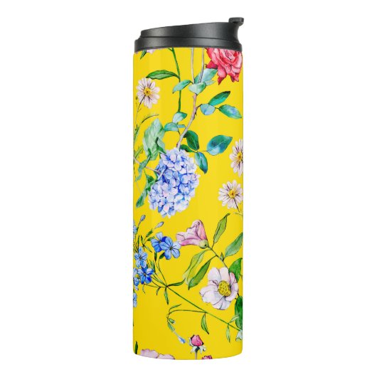 Blumengarten Aquarellmuster Thermosbecher (Nach links gedreht)