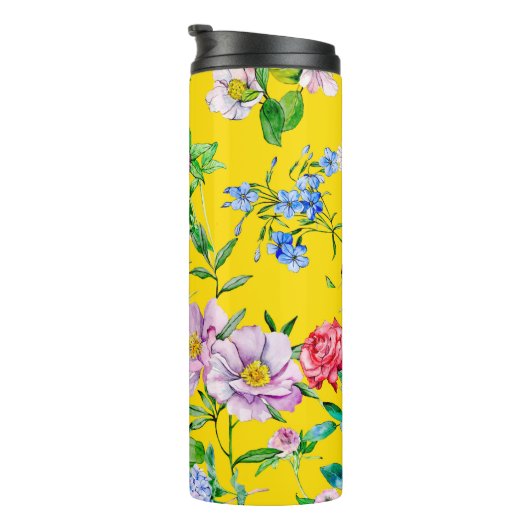 Blumengarten Aquarellmuster Thermosbecher (Nach rechts gedreht)