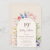 Blumengarten Arch Whimsical Beige 19. Geburtstag Einladung (Vorne/Hinten)
