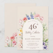 Blumengarten Arch Whimsical Beige 46. Geburtstag Einladung (Vorne/Hinten)