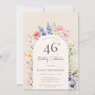 Blumengarten Arch Whimsical Beige 46. Geburtstag Einladung