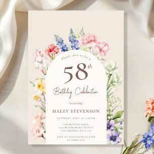 Blumengarten Arch Whimsical Beige 58. Geburtstag Einladung