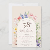 Blumengarten Arch Whimsical Beige 58. Geburtstag Einladung (Vorderseite)