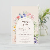 Blumengarten Arch Whimsical Beige 72. Geburtstag Einladung (Stehend Vorderseite)