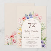 Blumengarten Arch Whimsical Beige 72. Geburtstag Einladung (Vorne/Hinten)