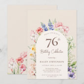 Blumengarten Arch Whimsical Beige 76. Geburtstag Einladung (Vorne/Hinten)