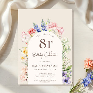 Blumengarten Arch Whimsical Beige 81. Geburtstag Einladung
