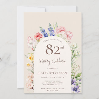 Blumengarten Arch Whimsical Beige 82. Geburtstag Einladung