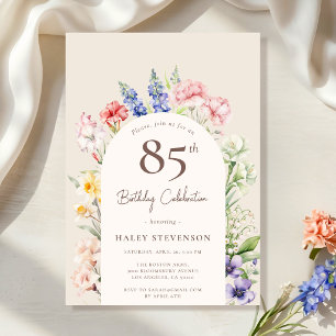 Blumengarten Arch Whimsical Beige 85. Geburtstag Einladung
