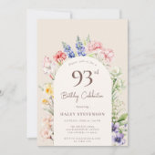 Blumengarten Arch Whimsical Beige 93. Geburtstag Einladung (Vorderseite)