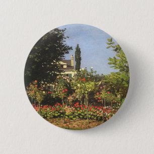Blumengarten auf Sainte-Adresse von Claude Monet Button
