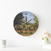 Blumengarten auf Sainte-Adresse von Claude Monet Große Wanduhr (Zuhause)