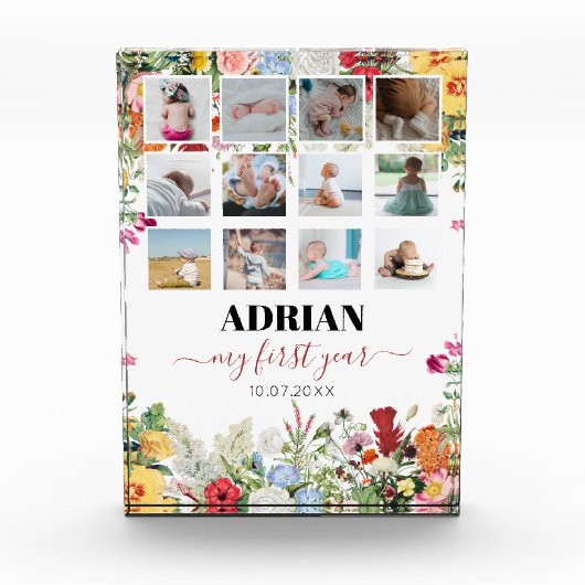 Blumengarten Baby First Year Foto Collage (Vorderseite)