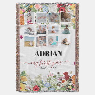 Blumengarten Baby First Year Foto Collage Decke