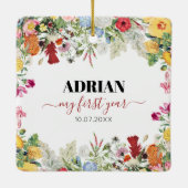 Blumengarten Baby First Year Foto Collage Keramikornament (Rückseite)