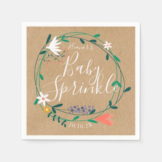Blumengarten Baby Sprinkle / Dusche Rustikales Boh Serviette (Vorderseite)