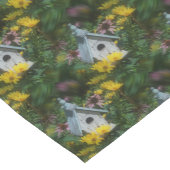 Blumengarten Bird House Nattern Muster Kurzer Tischläufer (Ecke)