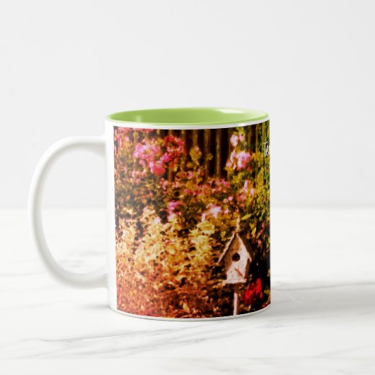 Blumengarten Bird House Personalisiert Zweifarbige Tasse