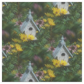 Blumengarten Birdhouse Natur Art Muster Stoff (Nahaufnahme)