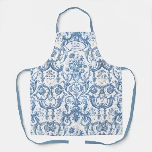 Blumengarten Blau und Weiße Großmutter Schürze (Vorderseite)