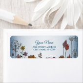 Blumengarten Blaue Glitter-Hochzeit-Rücksendeadres (Insitu)