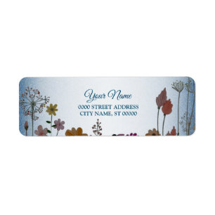Blumengarten Blaue Glitter-Hochzeit-Rücksendeadres