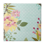 Blumengarten, blauer Hintergrund Fliese<br><div class="desc">Blumengarten,  blauer Hintergrund. Künstlerin: June Erica Vess. Bild-ID: 105963D.</div>