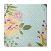 Blumengarten, blauer Hintergrund Fliese (Vorderseite)