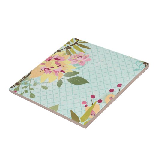 Blumengarten, blauer Hintergrund Fliese (Seite)