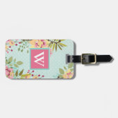 Blumengarten, blauer Hintergrund Gepäckanhänger (Vorderseite horizontal)