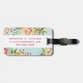 Blumengarten, blauer Hintergrund Gepäckanhänger (Rückseite horizontal)